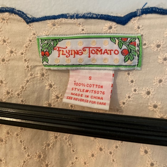 Flying Tomato Embroidered Lace Tie-Front Blouse - Picture 5 of 6